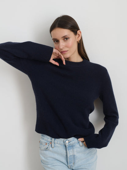 Alex Mill Michelle Crewneck Sweater in Cashmere Navy