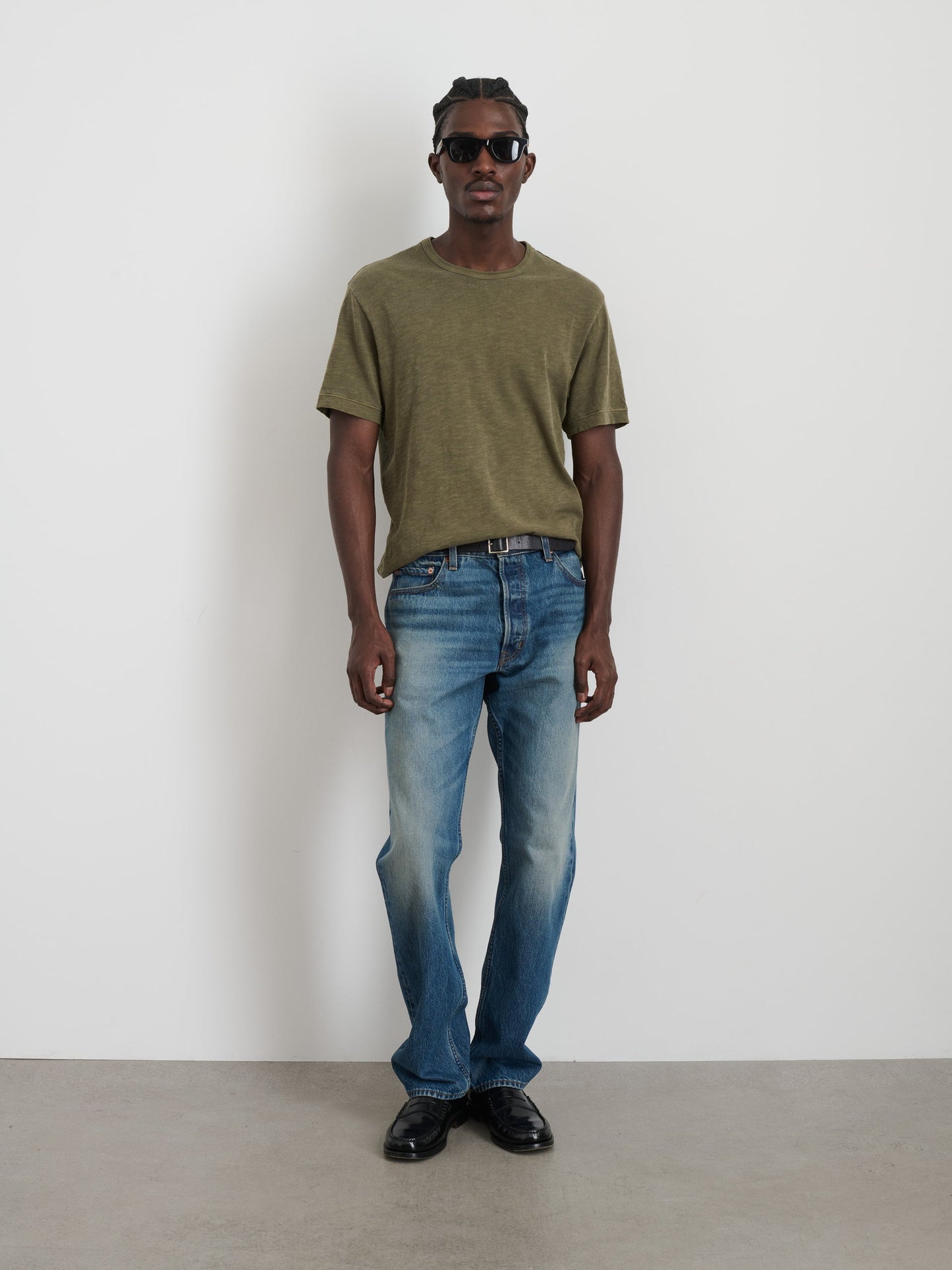 Alex Mill The Standard T-Shirt In Slub Cotton Olive Grey