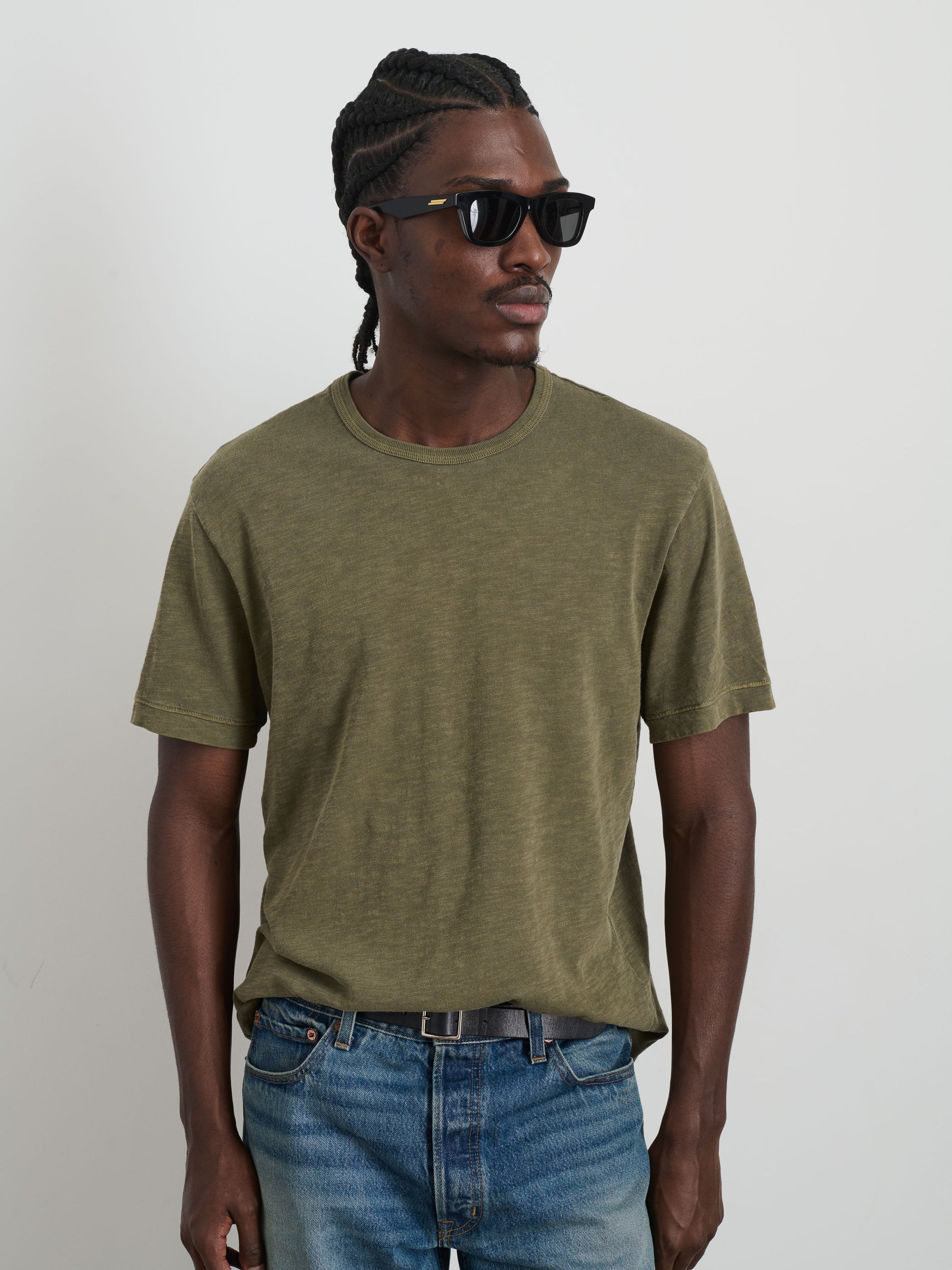 Alex Mill The Standard T-Shirt In Slub Cotton Olive Grey