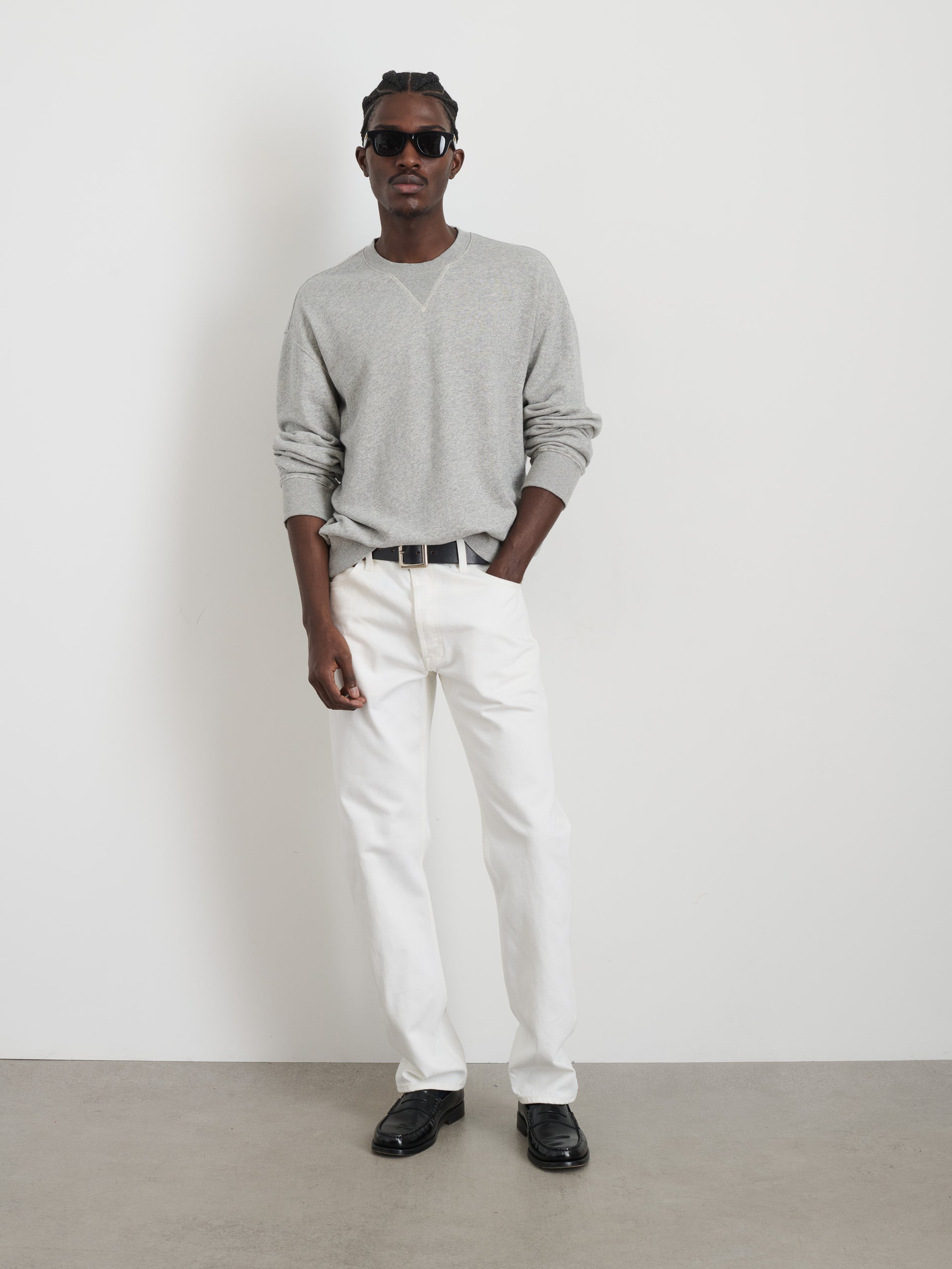 Alex Mill Marlon Sweatshirt in Lightweight Cotton Terry Heather Grey