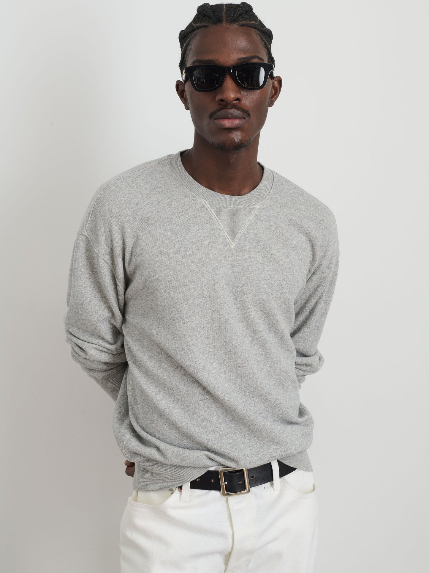 Alex Mill Marlon Sweatshirt in Lightweight Cotton Terry Heather Grey