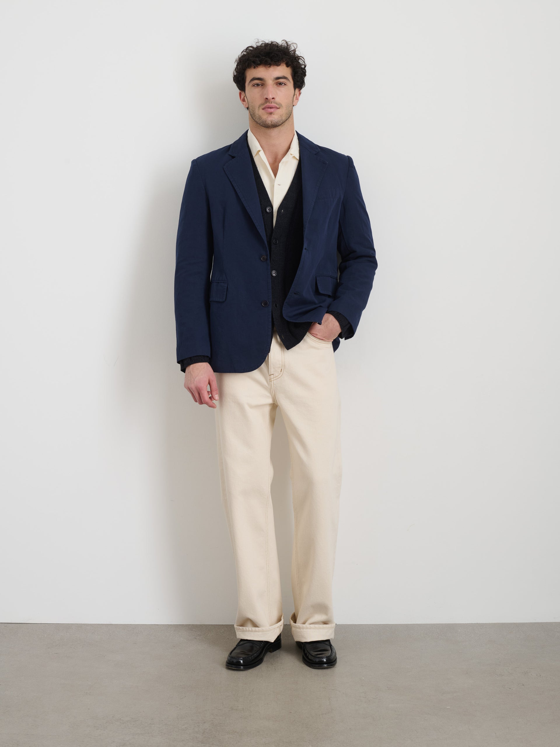 Alex Mill Cooper Blazer in Cotton Linen Navy