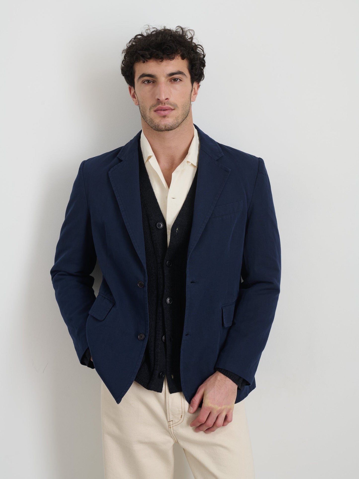 Alex Mill Cooper Blazer in Cotton Linen Navy