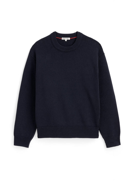 Alex Mill Gabriel Crewneck Sweater in Cotton Linen Dark Navy