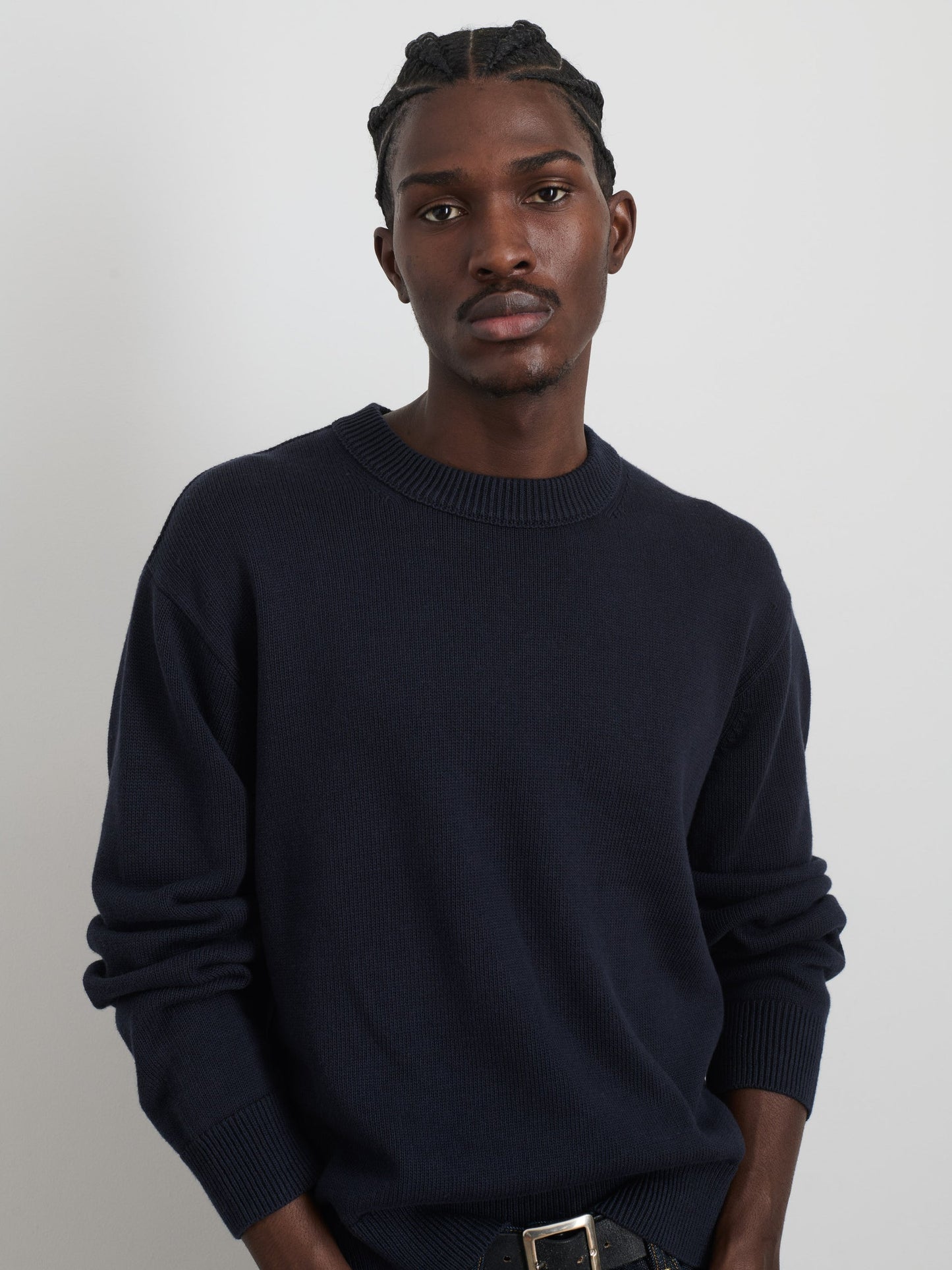 Alex Mill Gabriel Crewneck Sweater in Cotton Linen Dark Navy