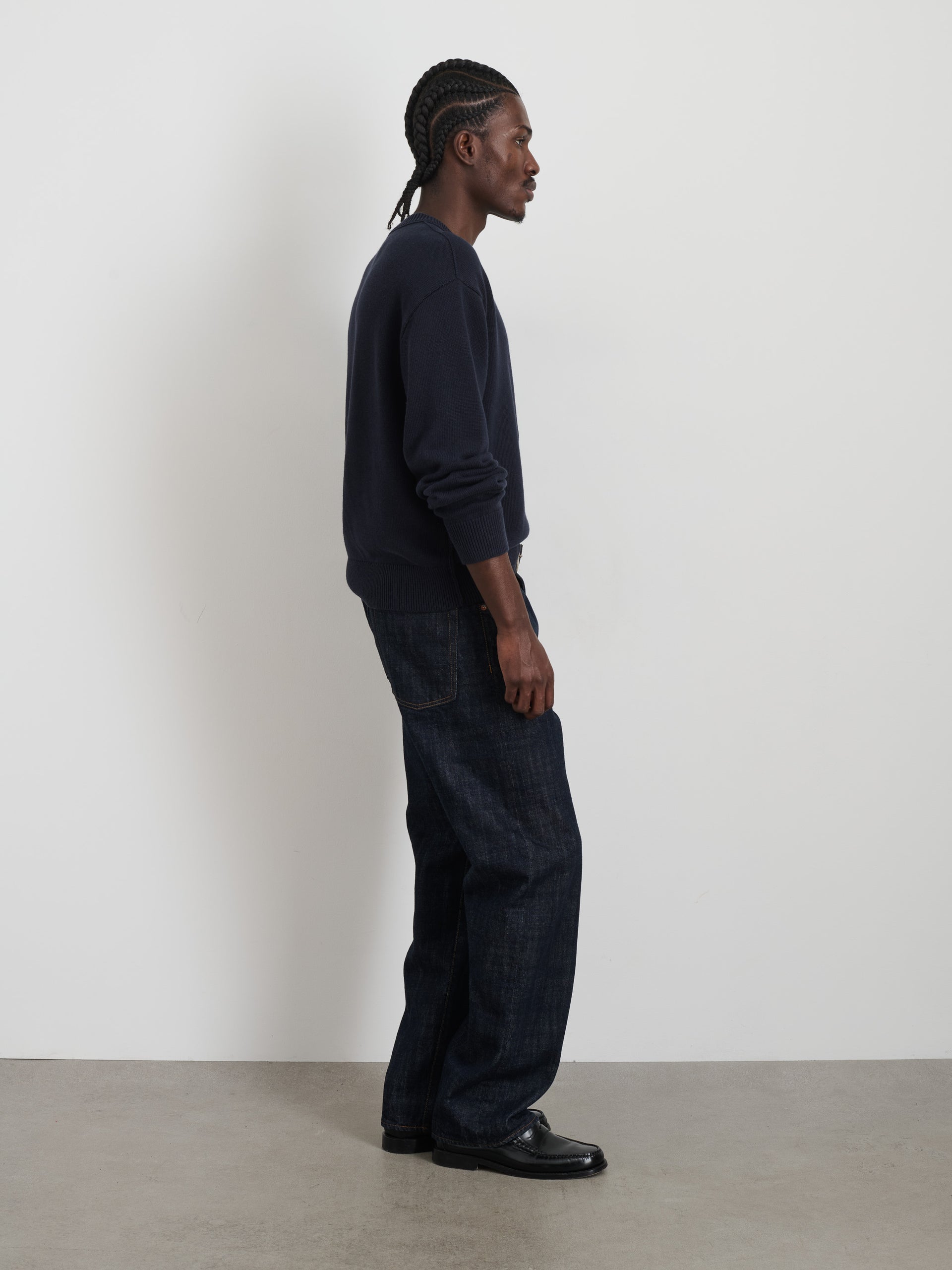 Alex Mill Gabriel Crewneck Sweater in Cotton Linen Dark Navy