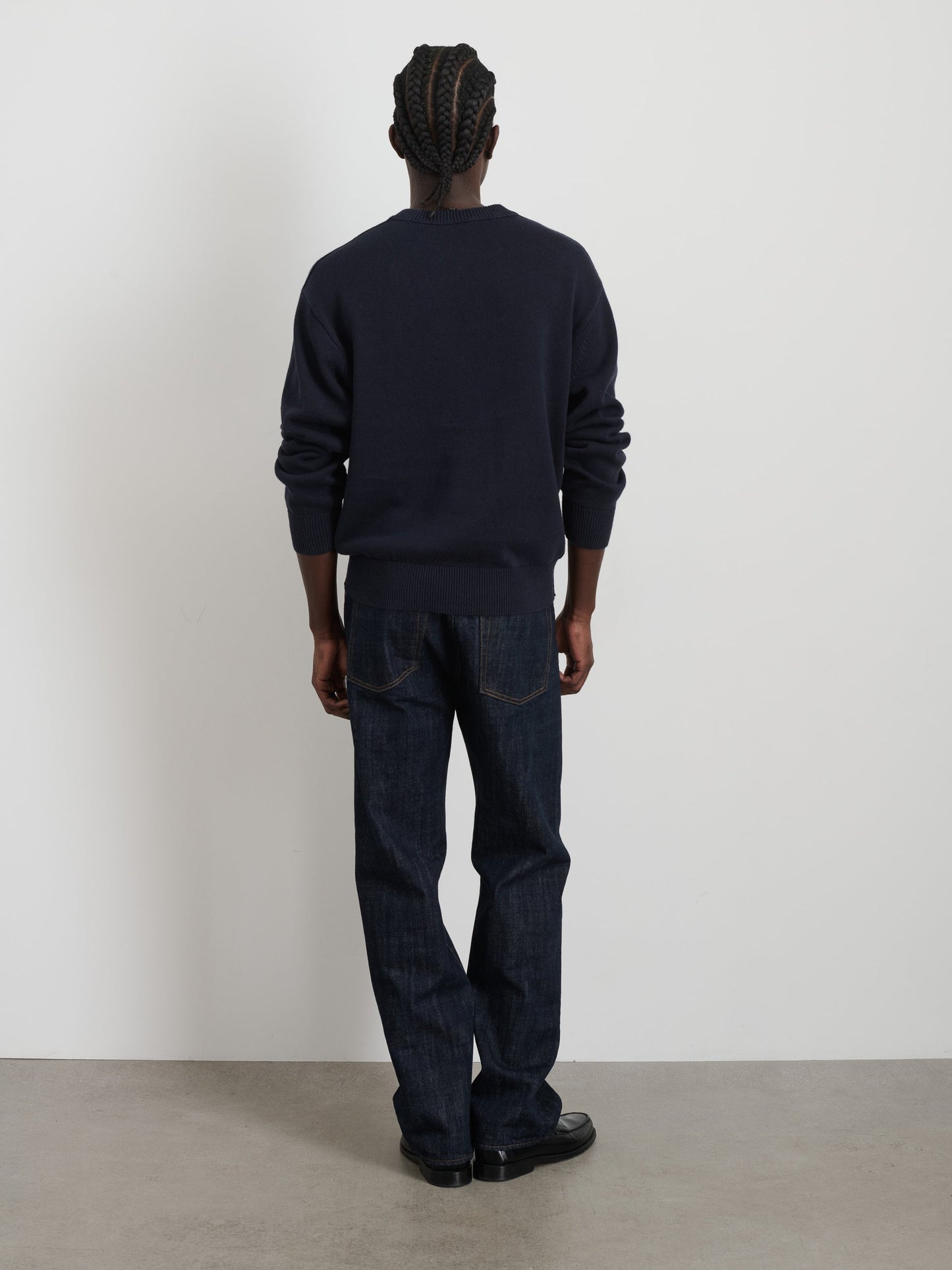 Alex Mill Gabriel Crewneck Sweater in Cotton Linen Dark Navy