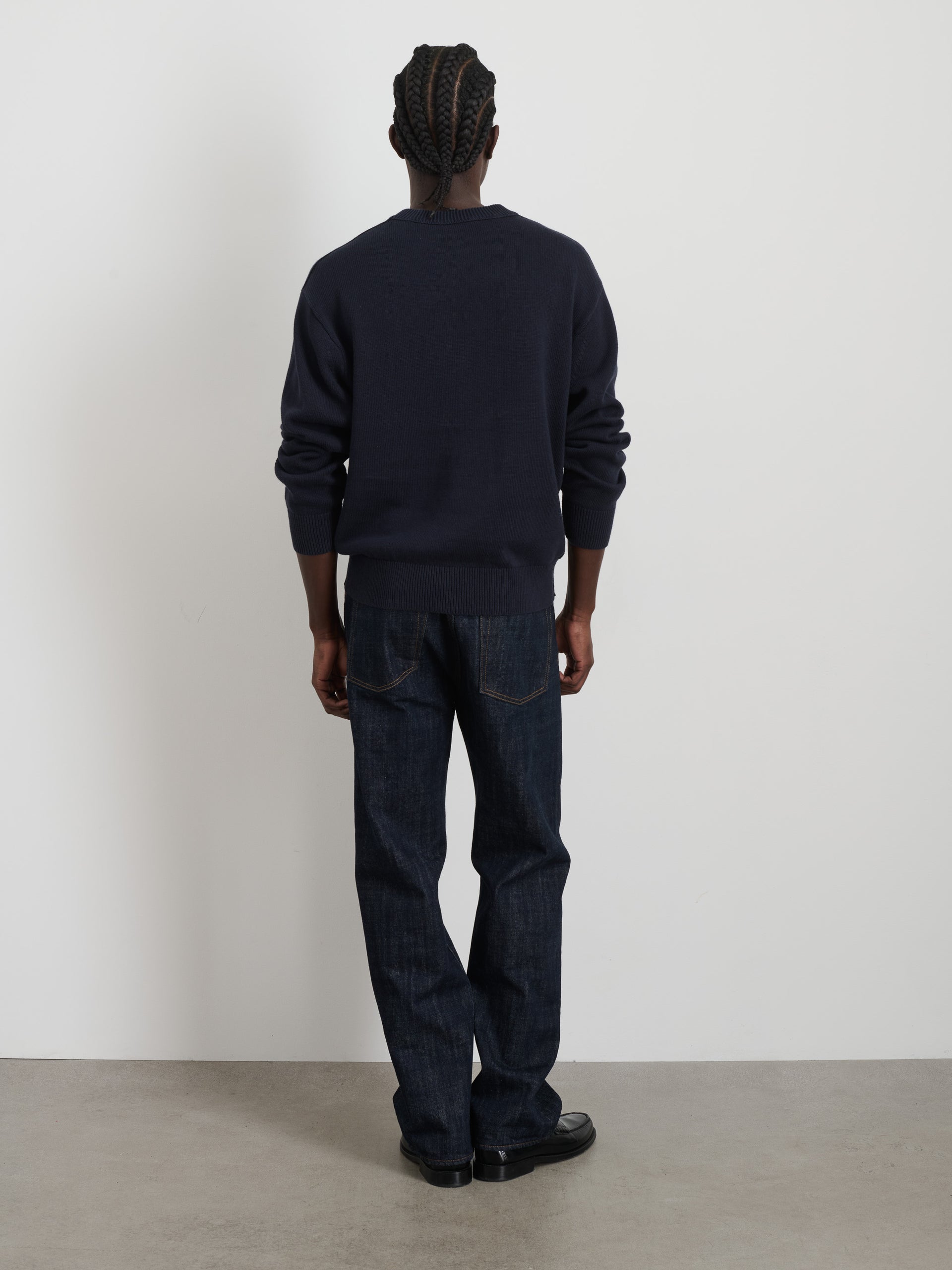 Alex Mill Gabriel Crewneck Sweater in Cotton Linen Dark Navy