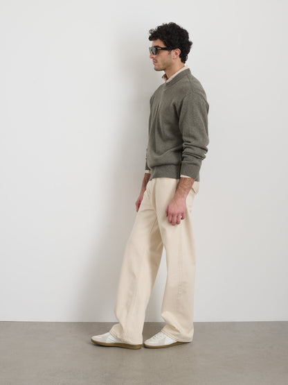Alex Mill Gabriel Crewneck Sweater in Cotton Linen Heather Olive