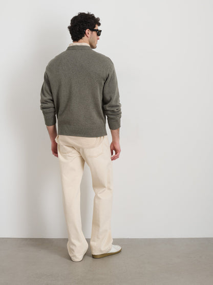 Alex Mill Gabriel Crewneck Sweater in Cotton Linen Heather Olive