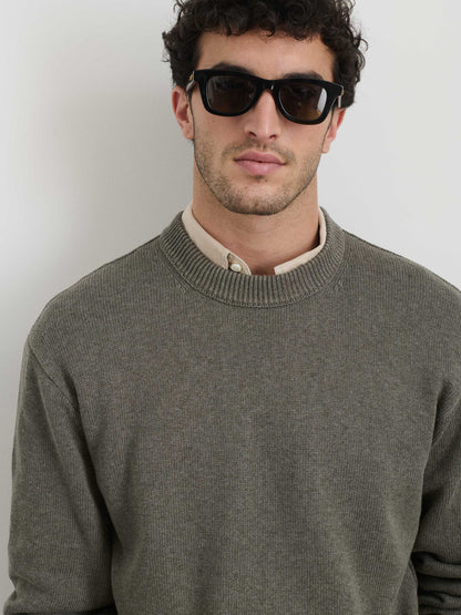 Alex Mill Gabriel Crewneck Sweater in Cotton Linen Heather Olive
