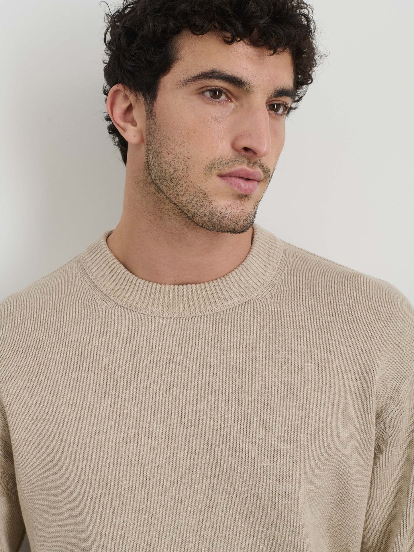 Alex Mill Gabriel Crewneck Sweater in Cotton Linen Heather Sand