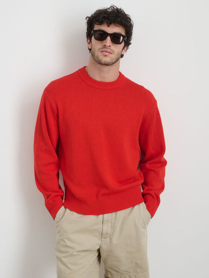 Alex Mill Gabriel Crewneck Sweater in Cotton Linen Hot Chili