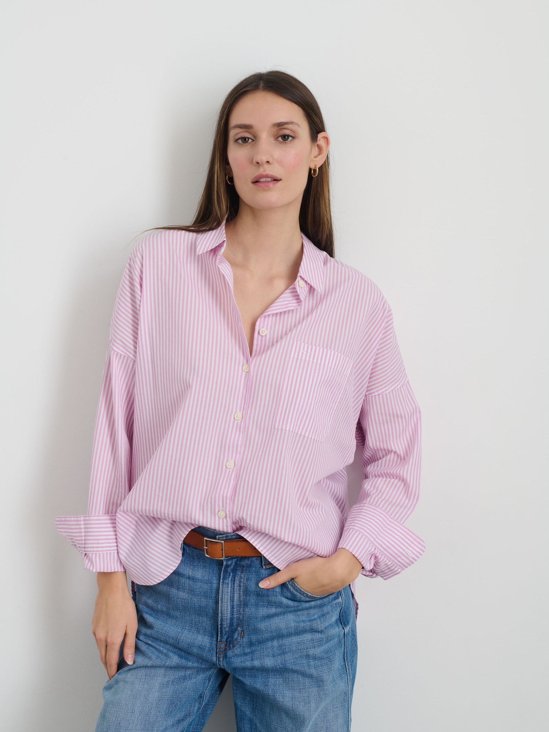 Alex Mill Jo Shirt in Stripe Lavender/White