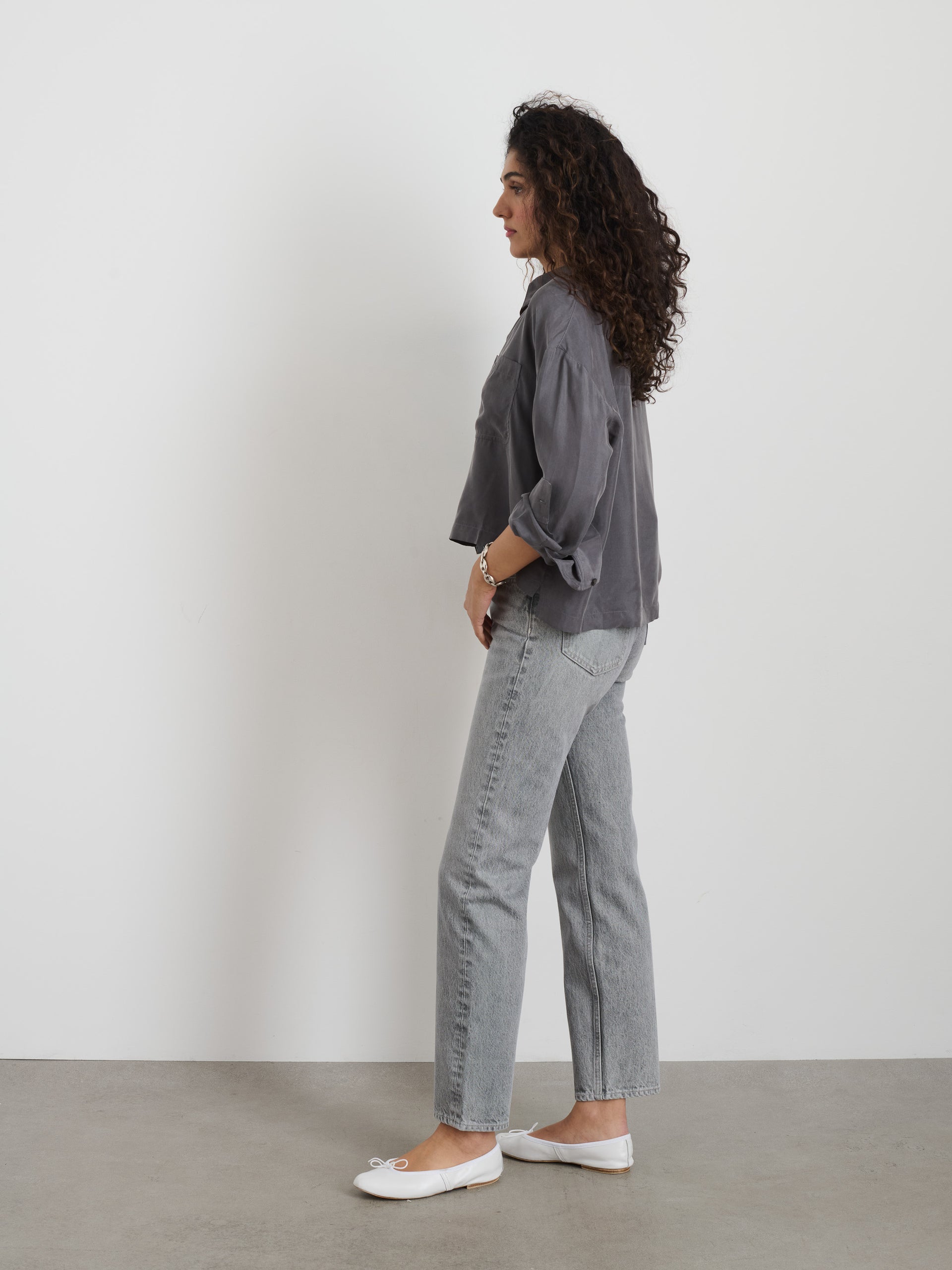 Alex Mill Jane Mid Rise Straight Jean Grey Wash