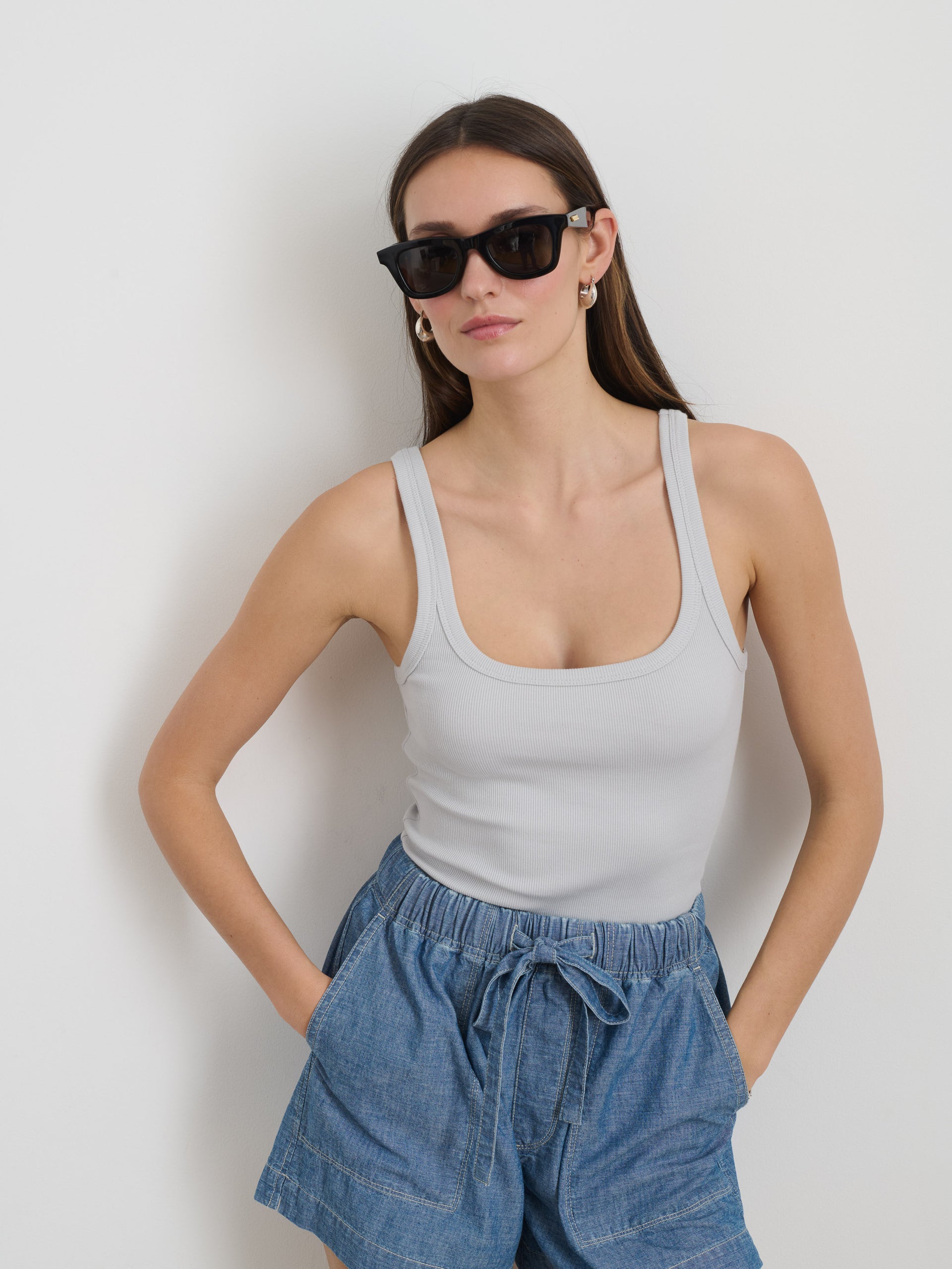 Alex Mill 365 Ribbed Tank Glass Blue