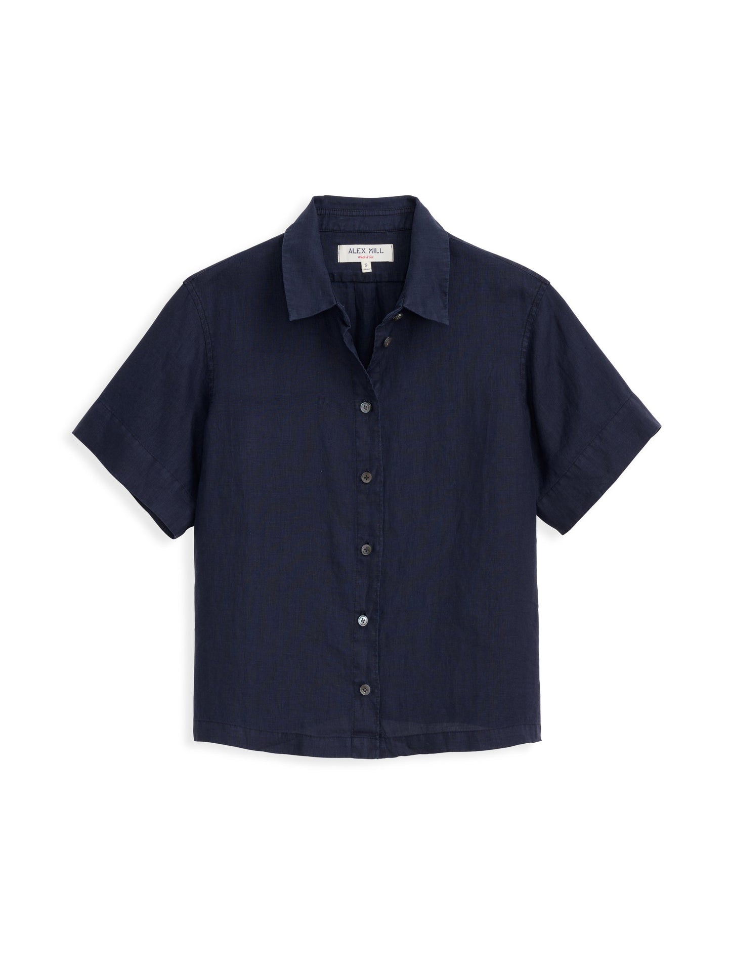 Alex Mill Maddie Shirt In Linen Dark Navy