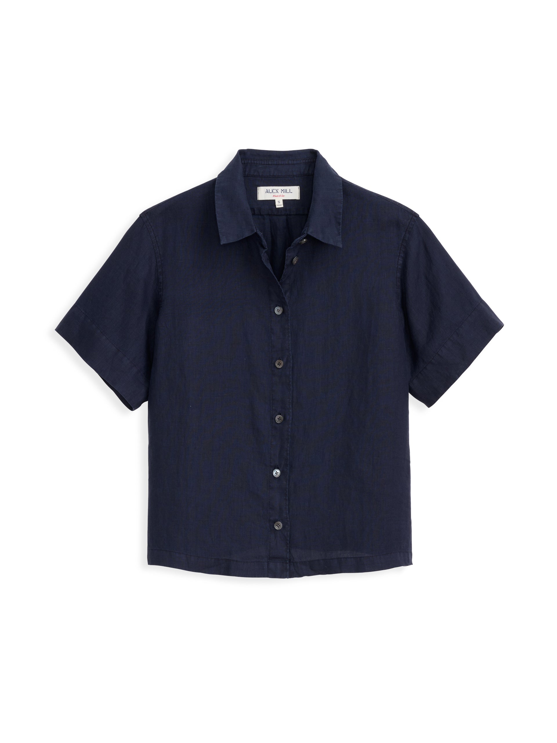 Alex Mill Maddie Shirt In Linen Dark Navy