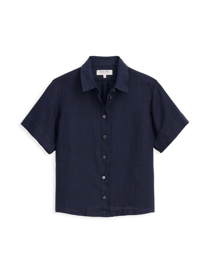 Alex Mill Maddie Shirt In Linen Dark Navy