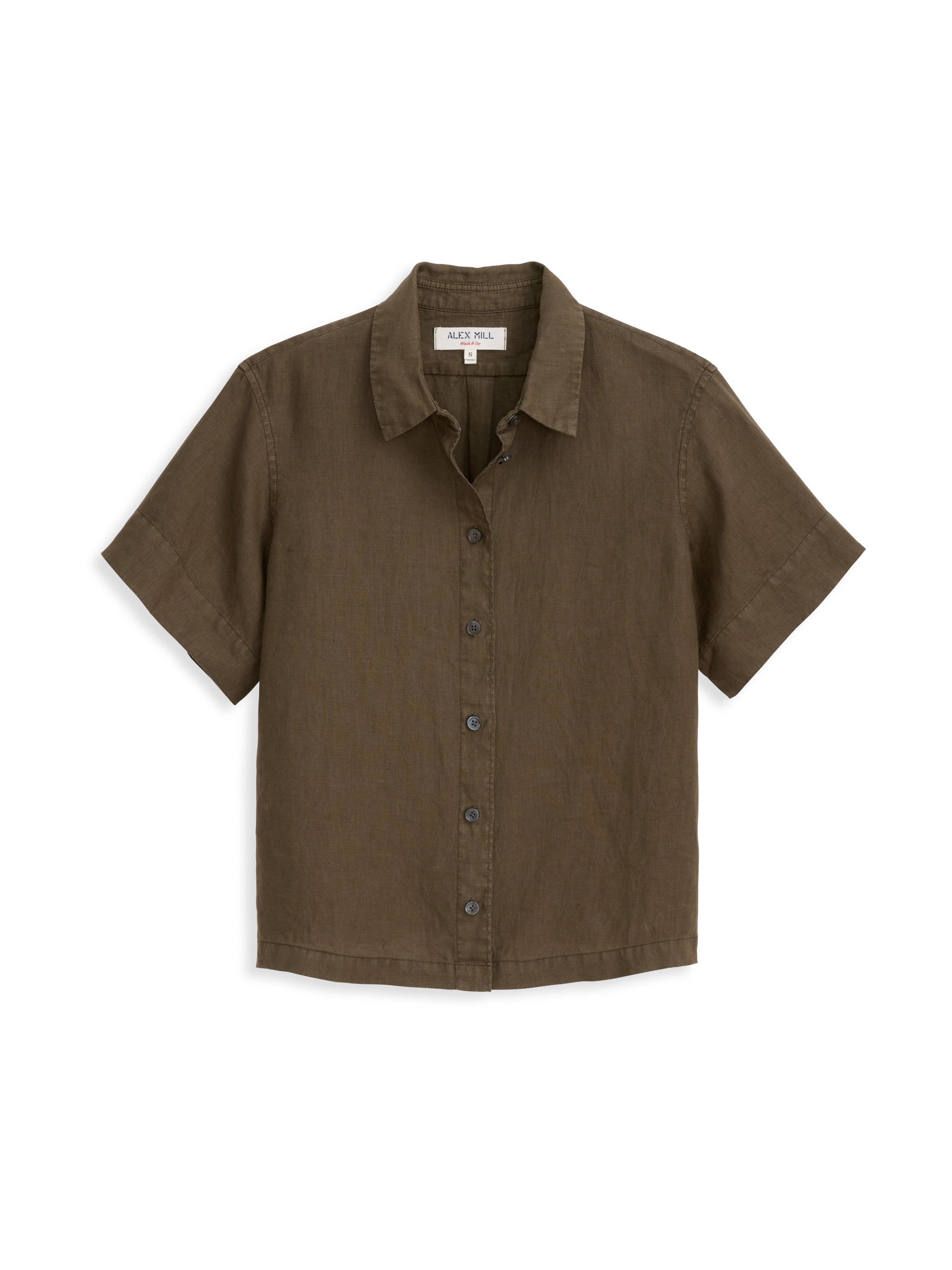 Alex Mill Maddie Shirt In Linen Deep Moss
