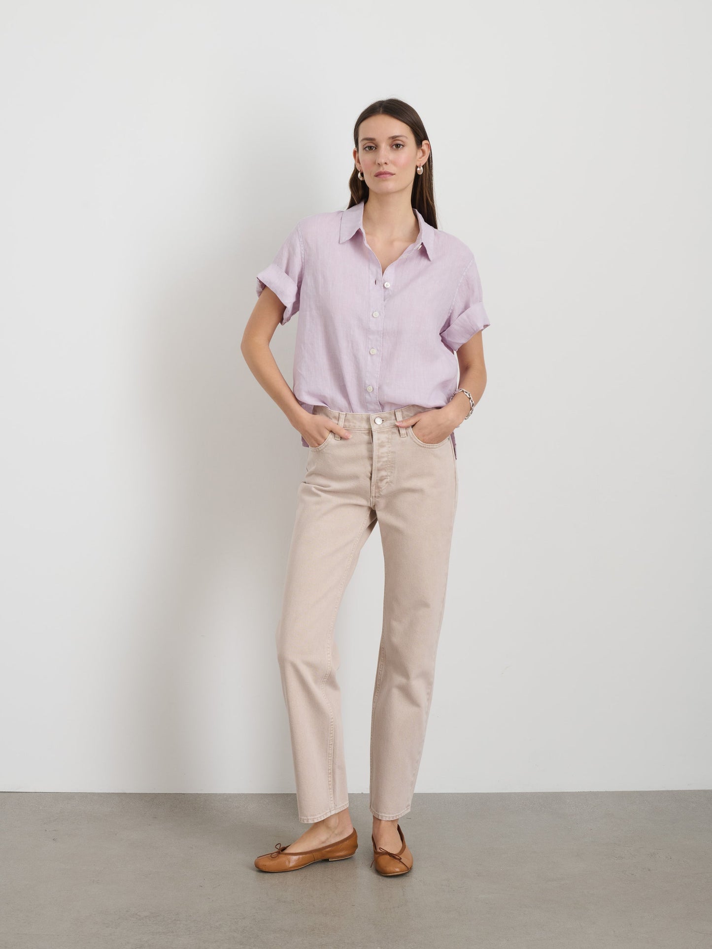 Alex Mill Maddie Shirt In Linen Thistle