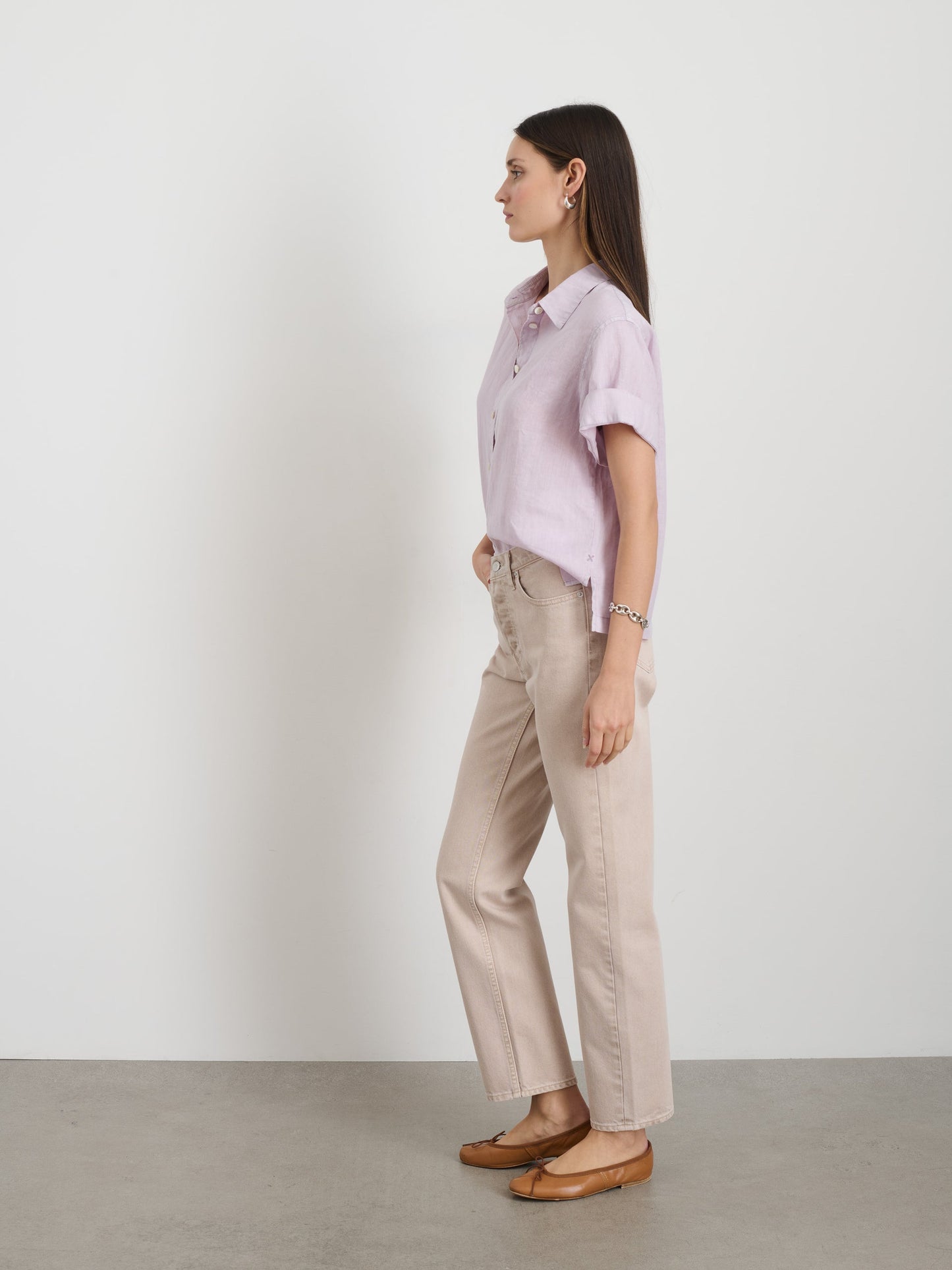 Alex Mill Maddie Shirt In Linen Thistle