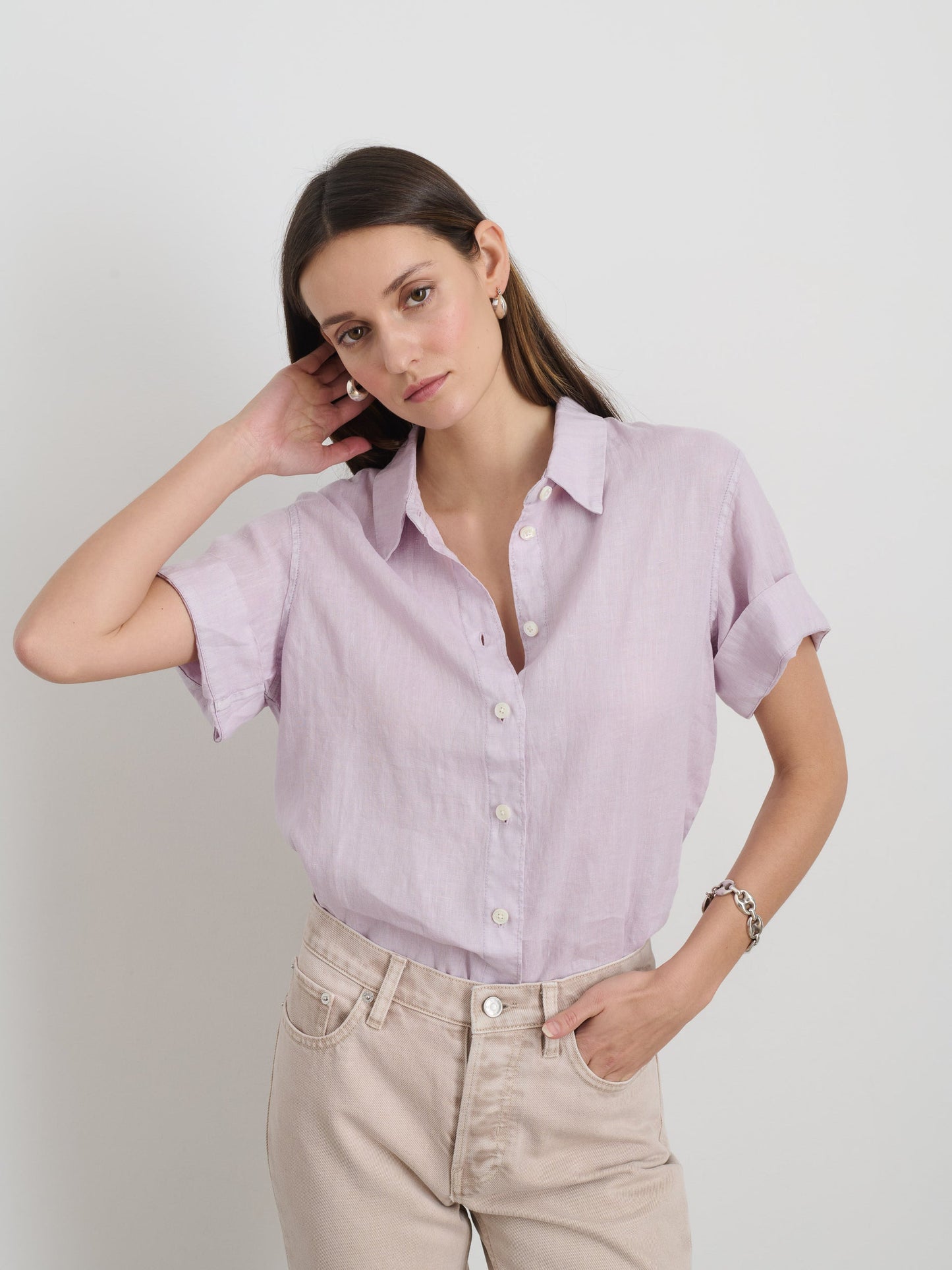 Alex Mill Maddie Shirt In Linen Thistle