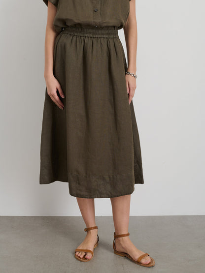 Alex Mill Maddie Skirt in Linen Deep Moss