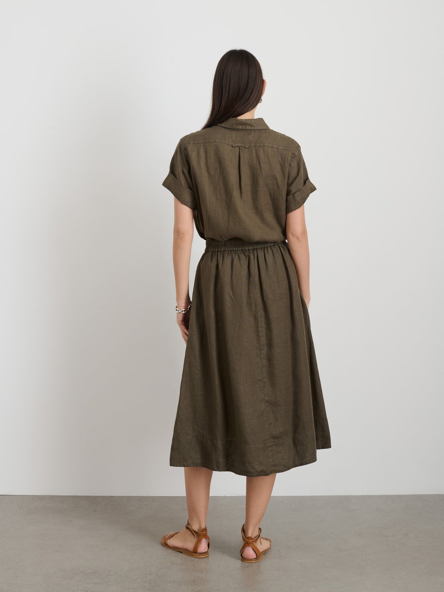 Alex Mill Maddie Skirt in Linen Deep Moss