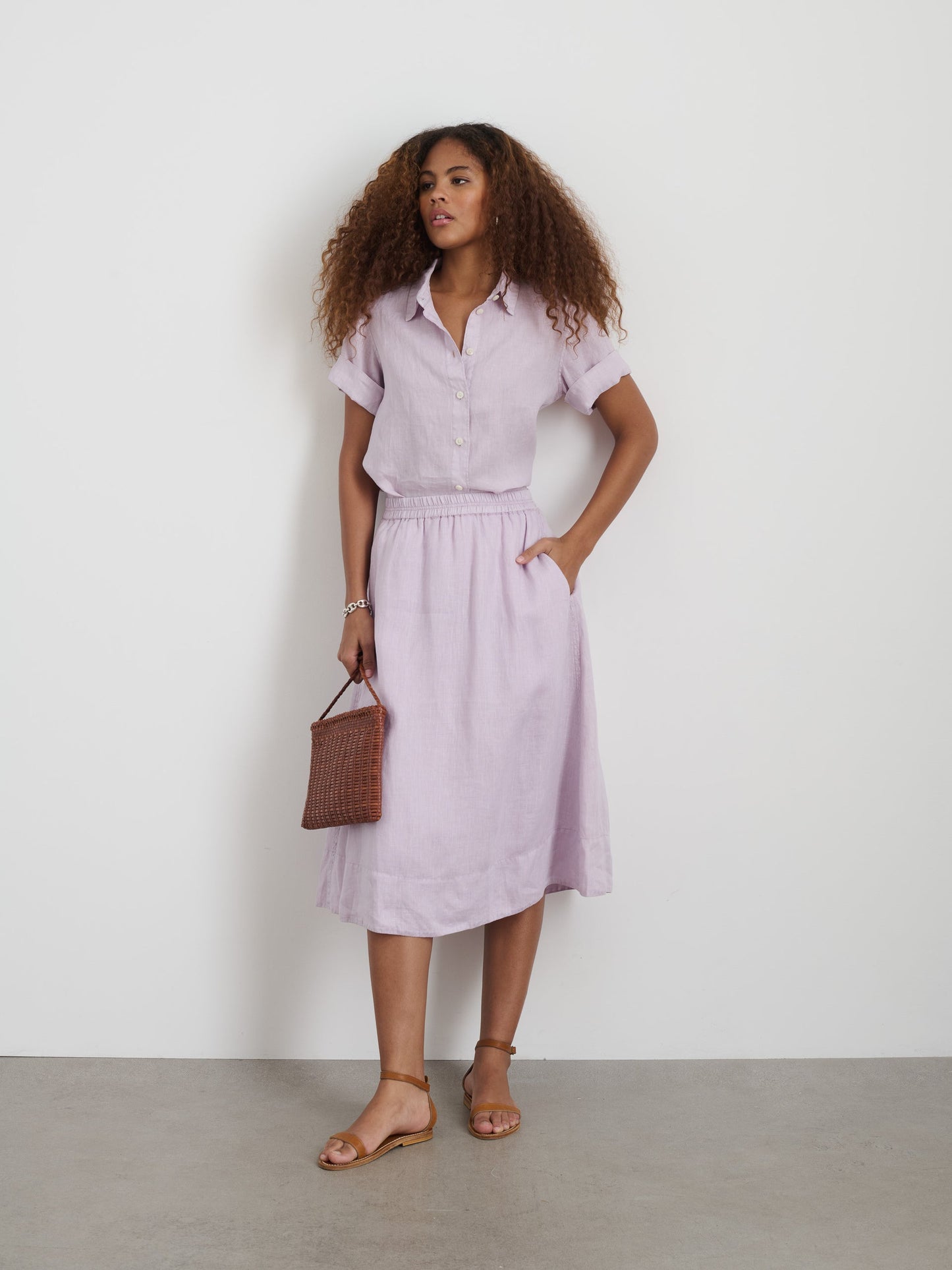 Alex Mill Maddie Skirt in Linen Thistle