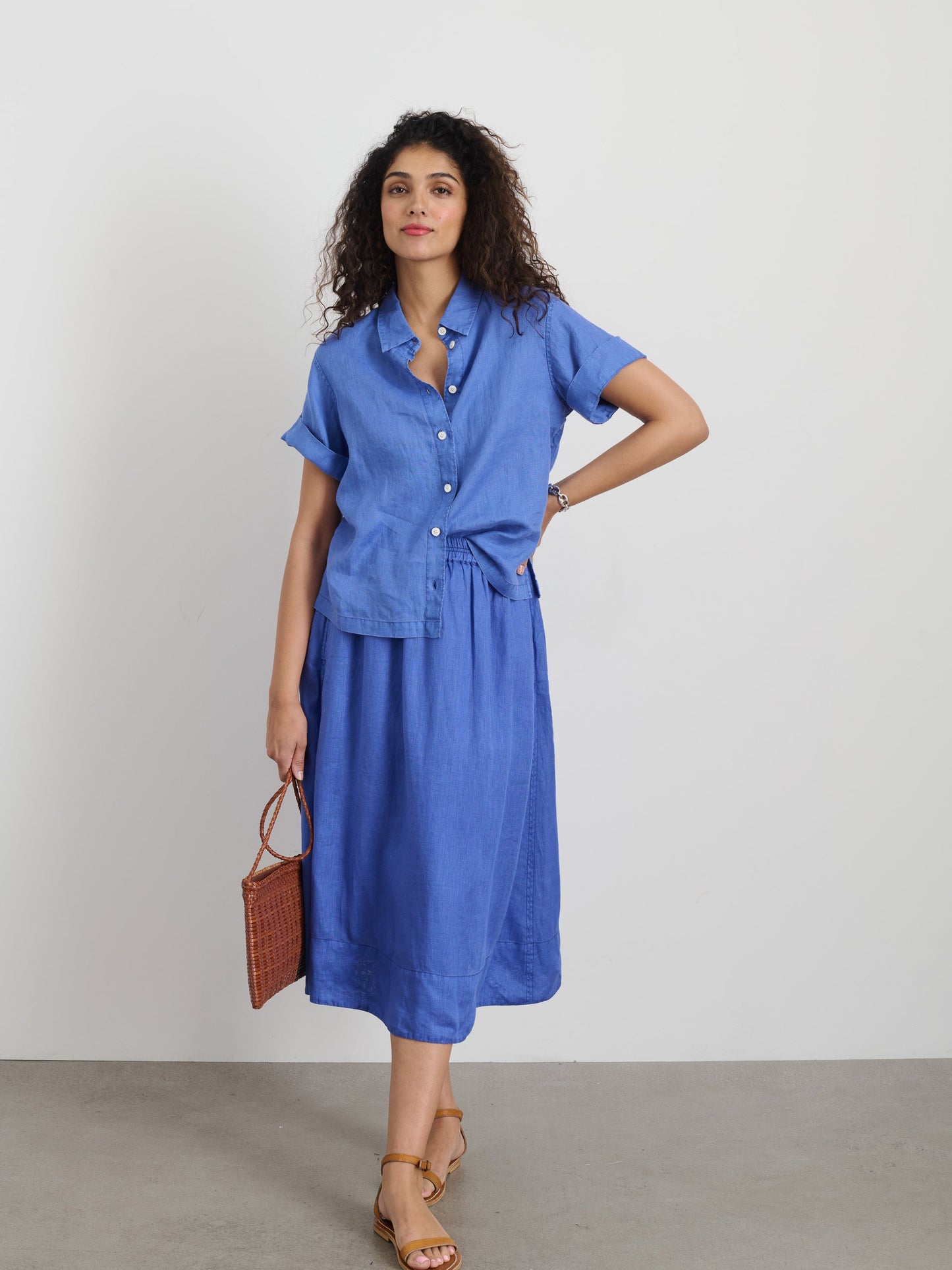 Alex Mill Maddie Skirt in Linen Ultramarine