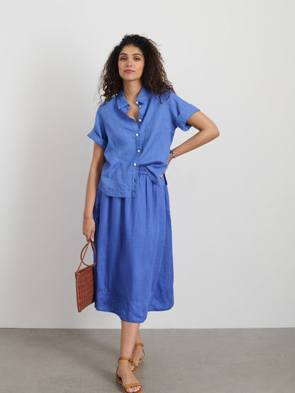 Alex Mill Maddie Skirt in Linen Ultramarine