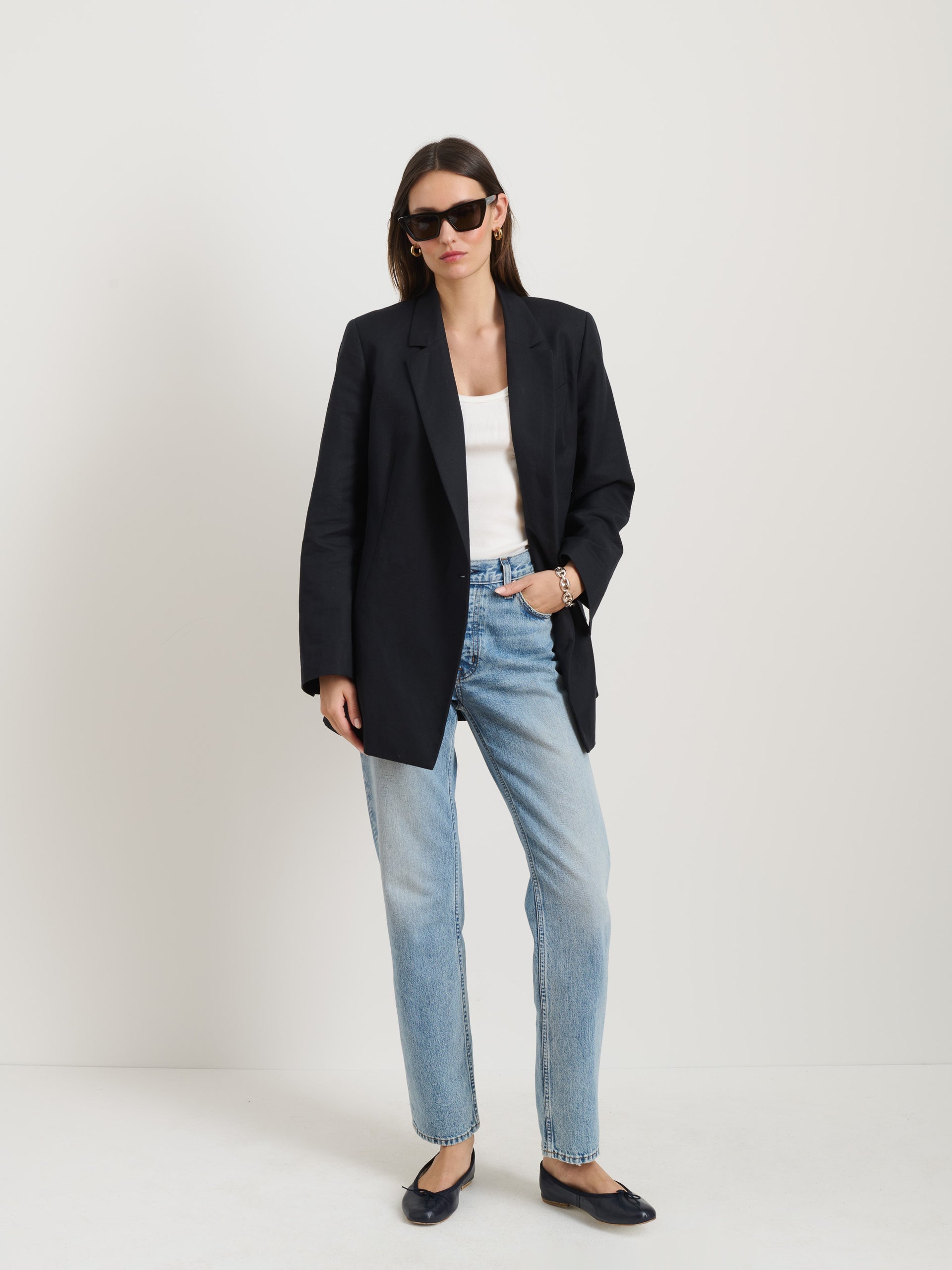 Alex Mill Soho Waisted Blazer In Linen Cotton