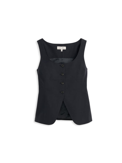 Alex Mill Soho Scoop Vest In Linen Cotton Black