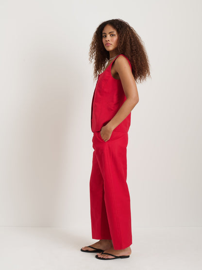 Alex Mill Soho Scoop Vest In Linen Cotton Crimson