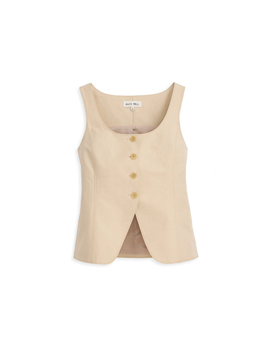 Alex Mill Soho Scoop Vest In Linen Cotton Tan