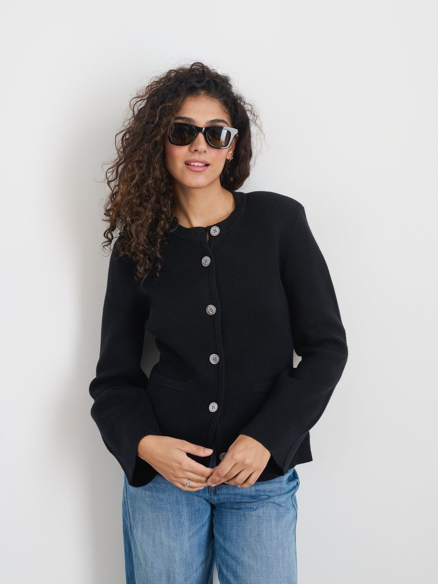 Alex Mill Provence Sweater Jacket In Cotton Cashmere Black