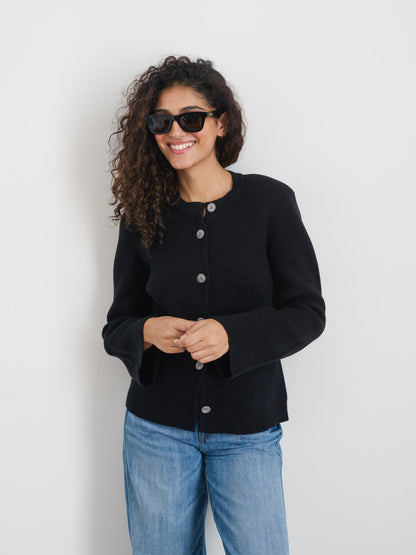 Alex Mill Provence Sweater Jacket In Cotton Cashmere Black