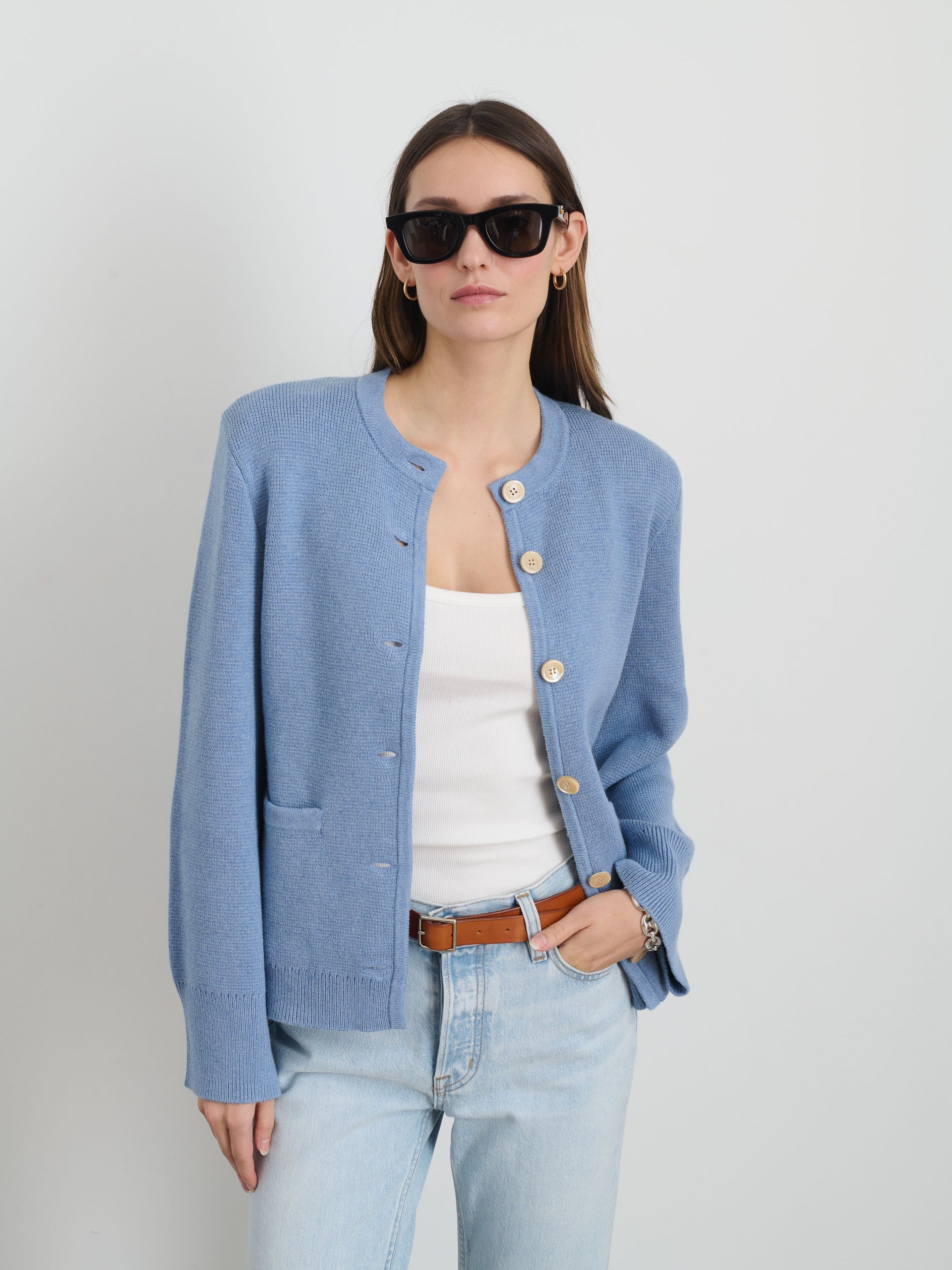 Alex Mill Provence Sweater Jacket In Cotton Cashmere Dolly Blue