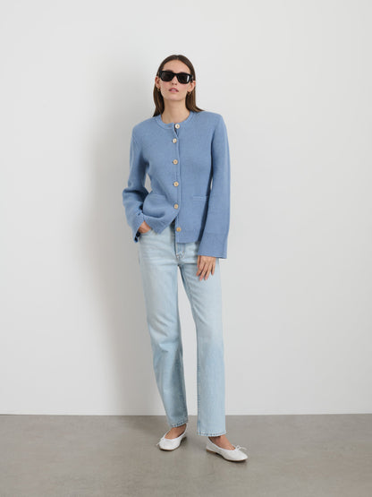Alex Mill Provence Sweater Jacket In Cotton Cashmere Dolly Blue