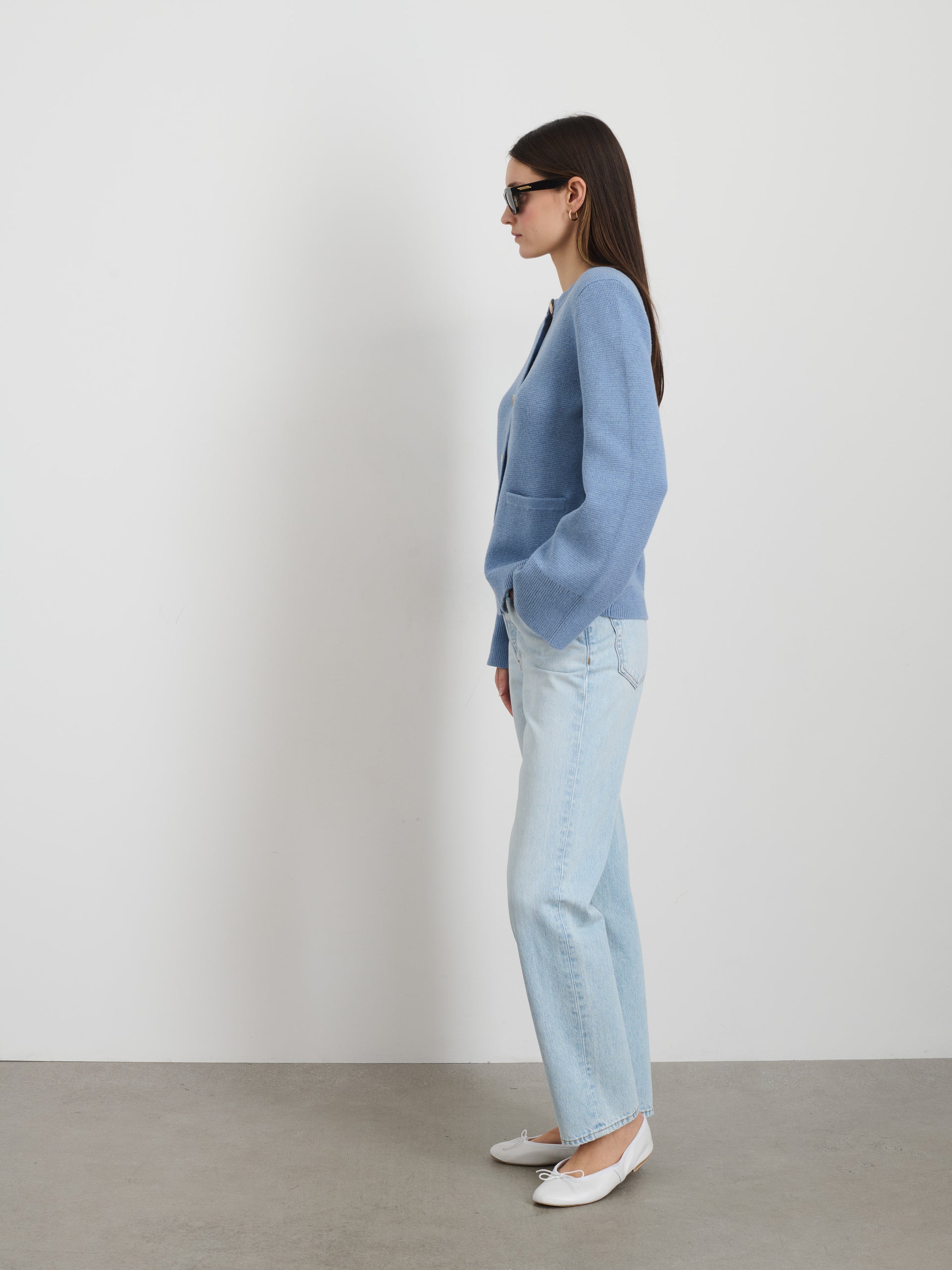 Alex Mill Provence Sweater Jacket In Cotton Cashmere Dolly Blue