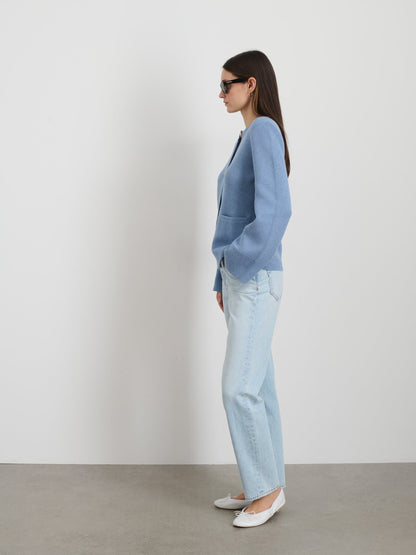 Alex Mill Provence Sweater Jacket In Cotton Cashmere Dolly Blue
