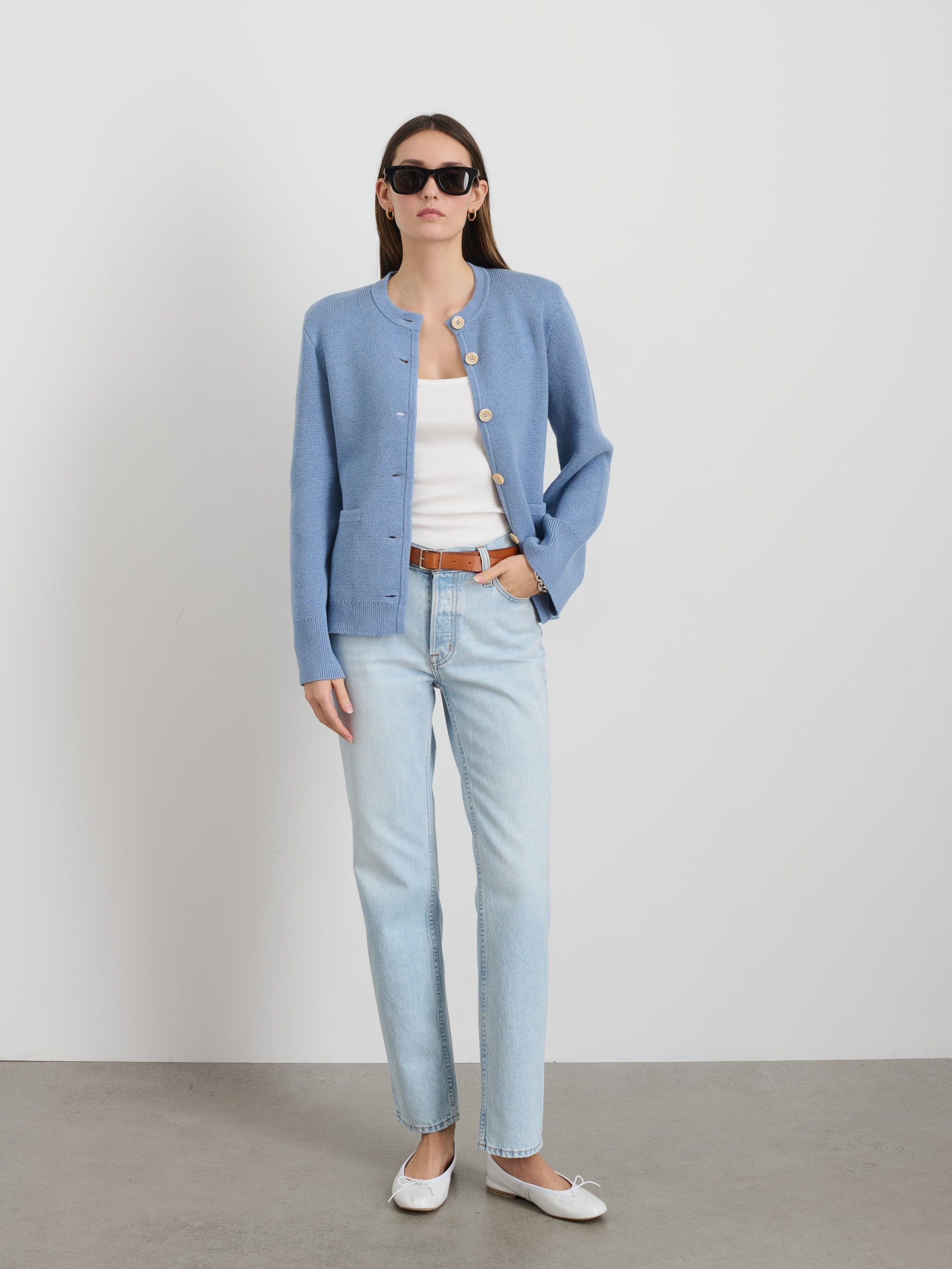 Alex Mill Provence Sweater Jacket In Cotton Cashmere Dolly Blue