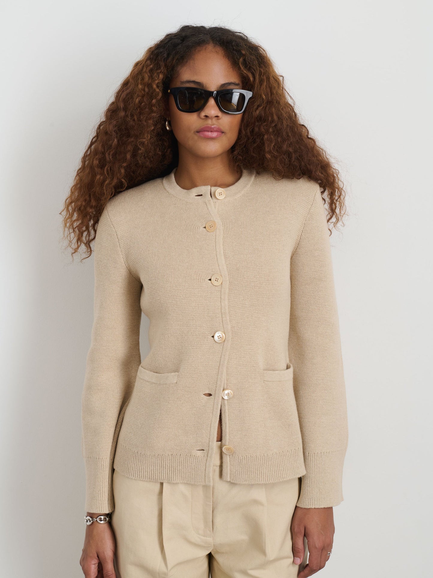 Alex Mill Provence Sweater Jacket In Cotton Cashmere Sand