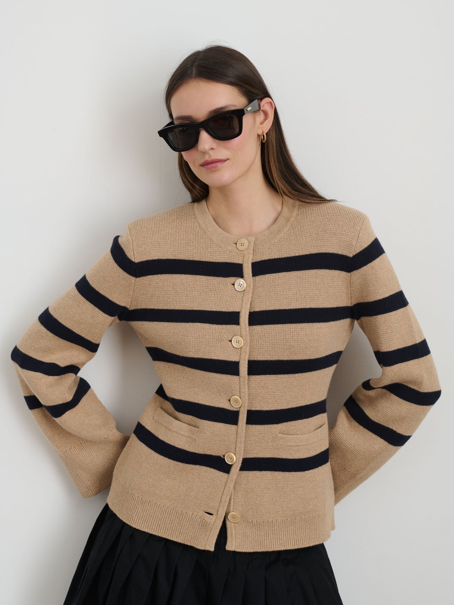 Alex Mill Provence Stripe Sweater Jacket In Cotton Cashmere