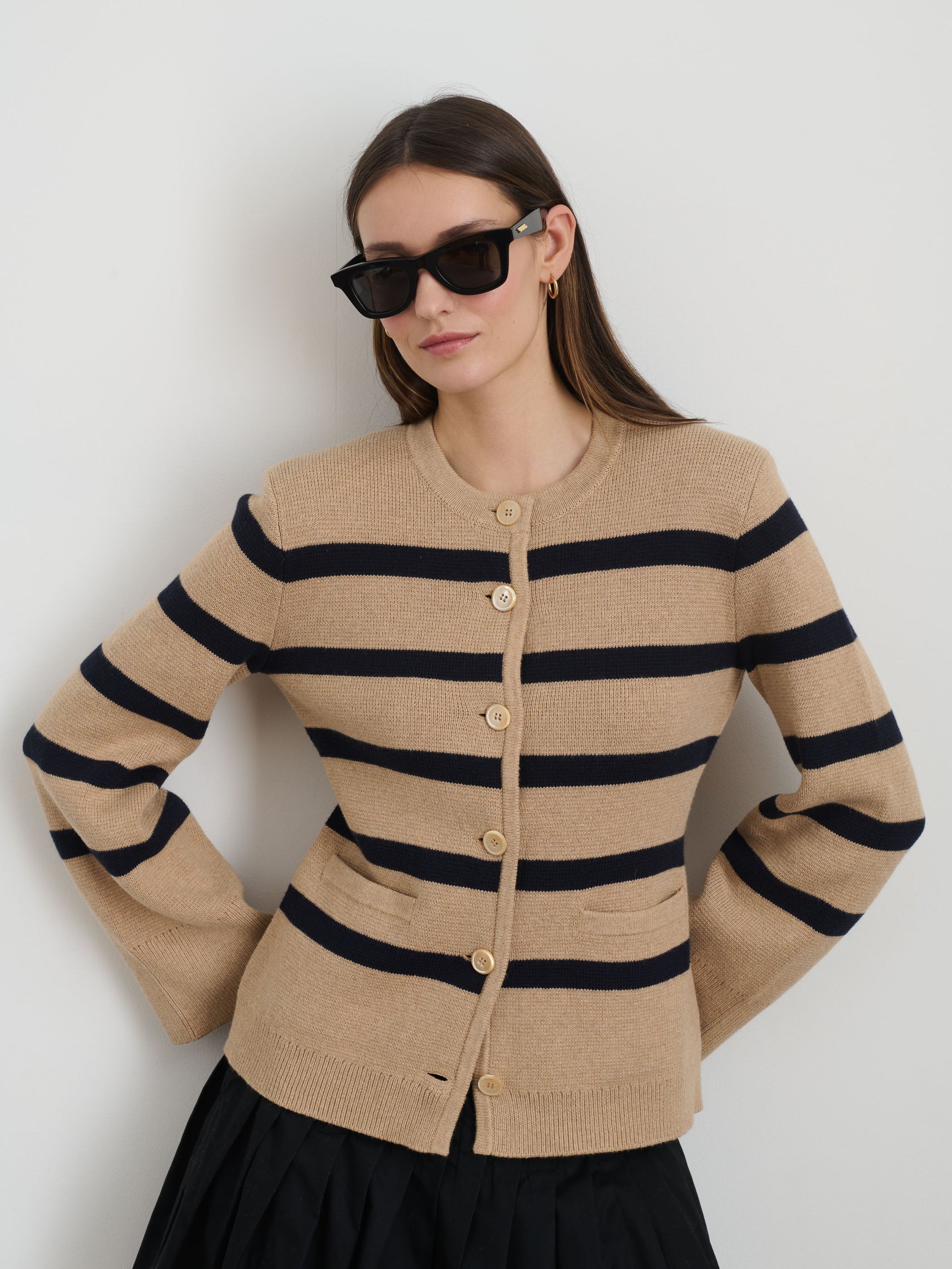 Alex Mill Provence Stripe Sweater Jacket In Cotton Cashmere