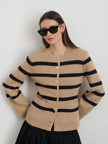 Alex Mill Provence Stripe Sweater Jacket In Cotton Cashmere