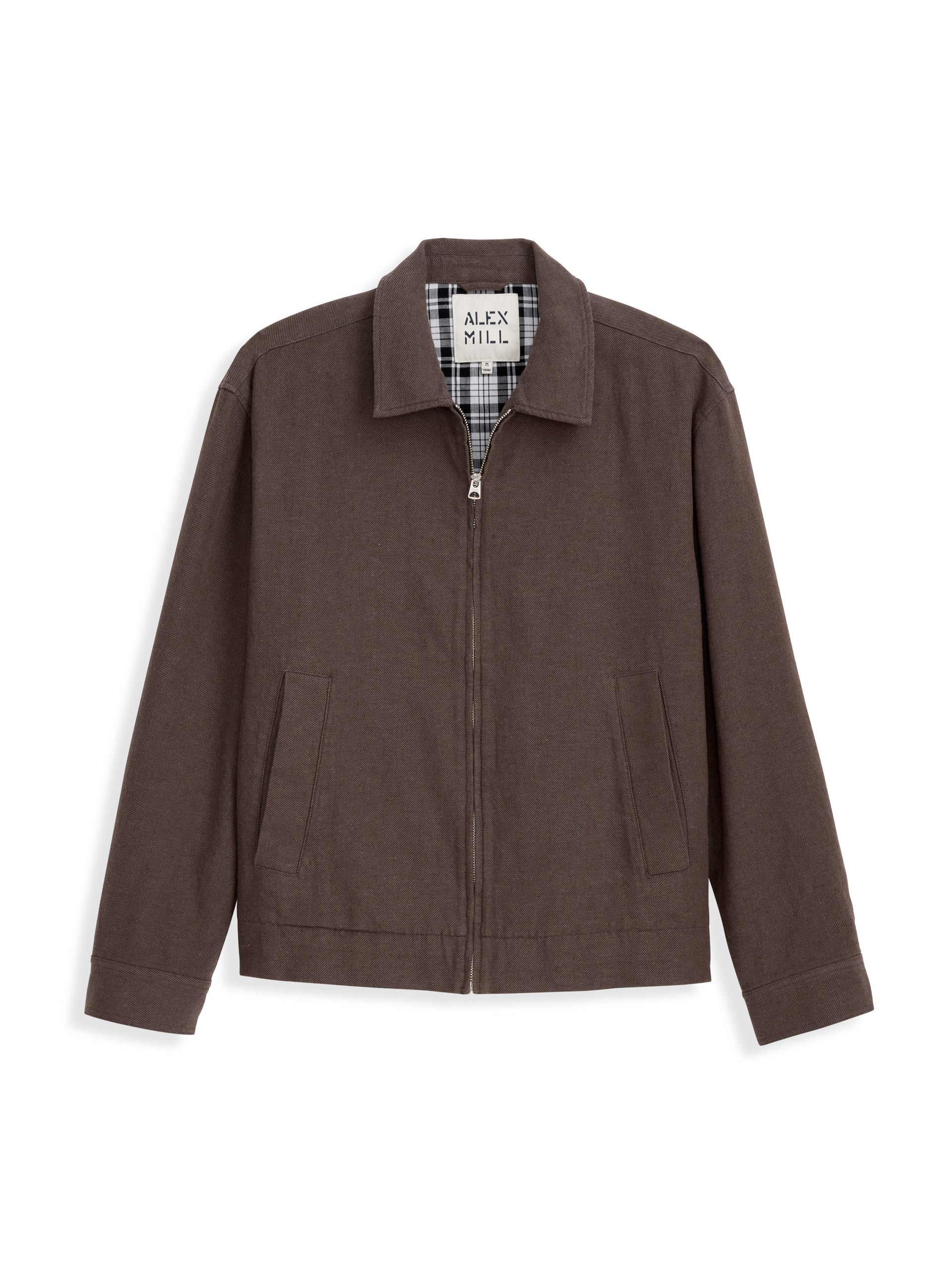 Alex Mill Sam Jacket In Cotton Linen Olive/Brown