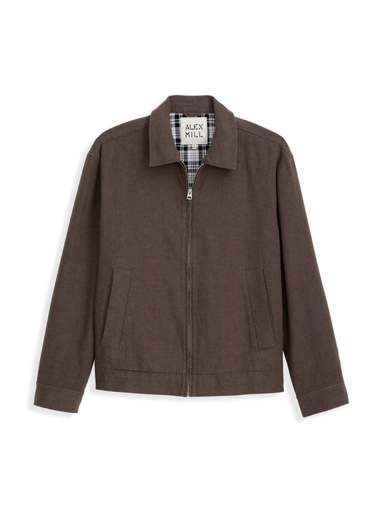 Alex Mill Sam Jacket In Cotton Linen Olive/Brown