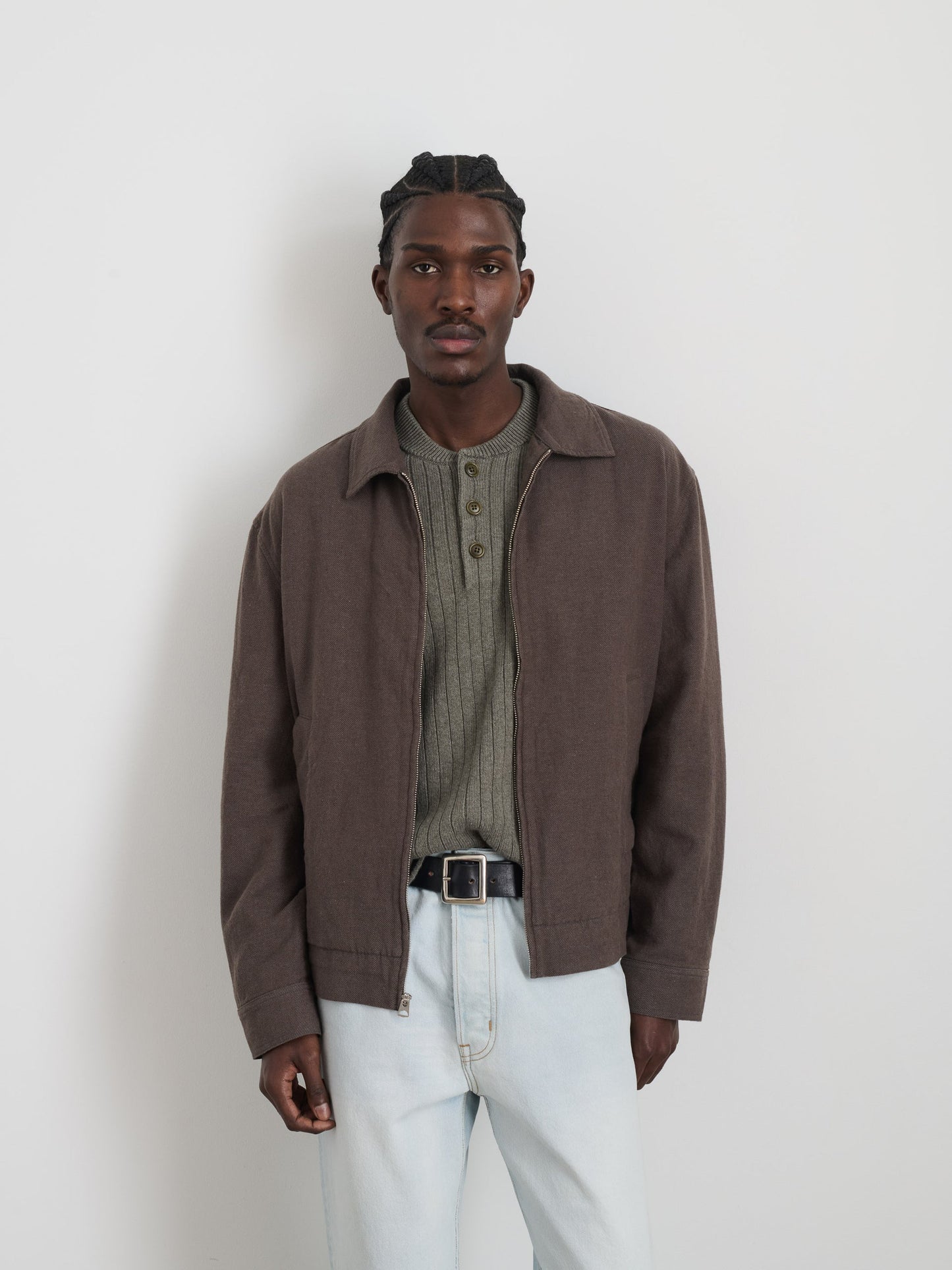 Alex Mill Sam Jacket In Cotton Linen Olive/Brown